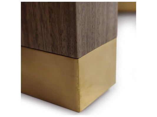 Revolve Round Wood Tristan Coffee Table with Polished Brass Accents