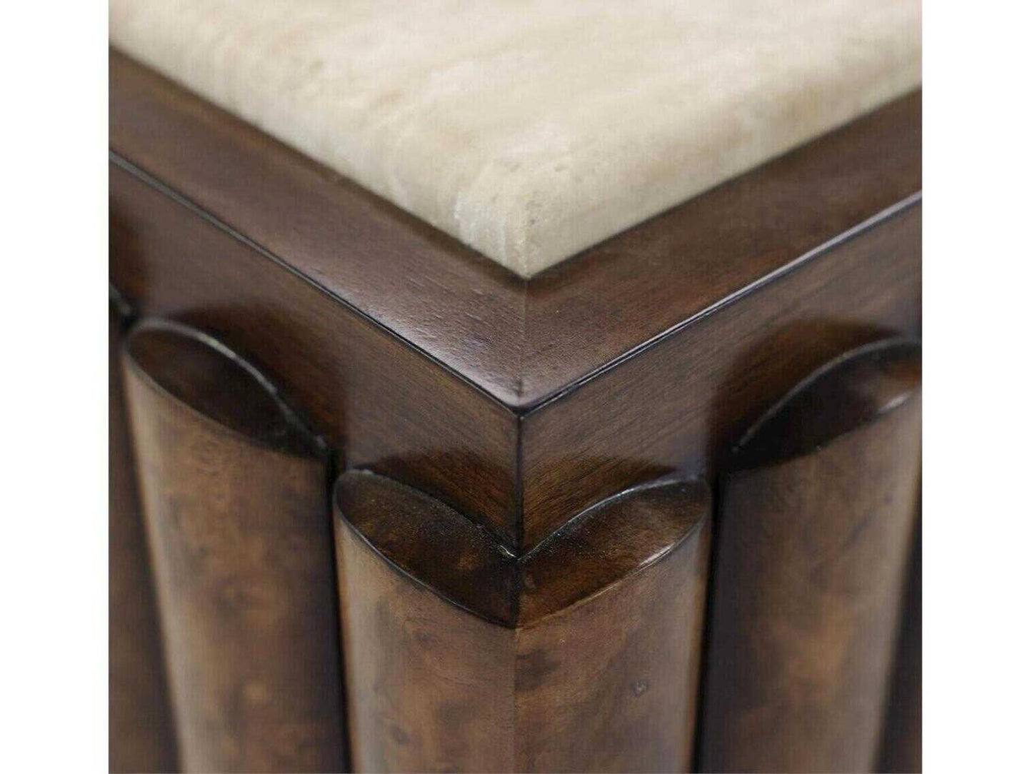 Lodge Rectangular Marble and Walnut Burl Coffee Table in Medium Walnut