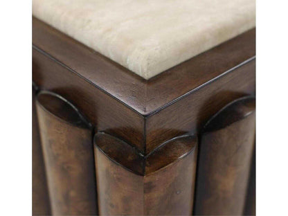 Lodge Rectangular Marble and Walnut Burl Coffee Table in Medium Walnut