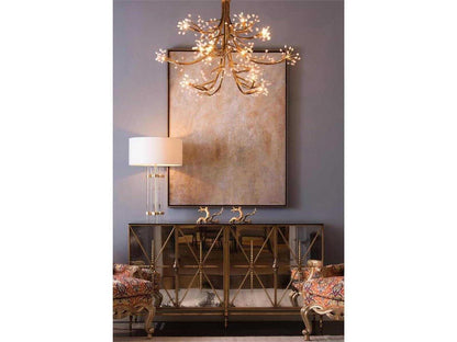 Rio Four-Door Sideboard Old Gold and Black Lacquer with Foxed Mirror Panels