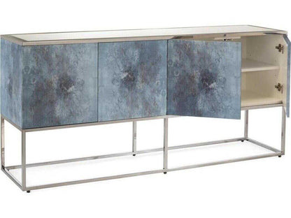 Clayton Four-Door Sideboard with Beveled Mirror Top and Polished Nickel Base