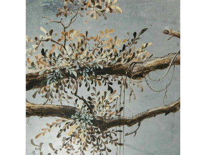 Falling Branch 4-Door ?glomisé Credenza with Hand-Painted Branches