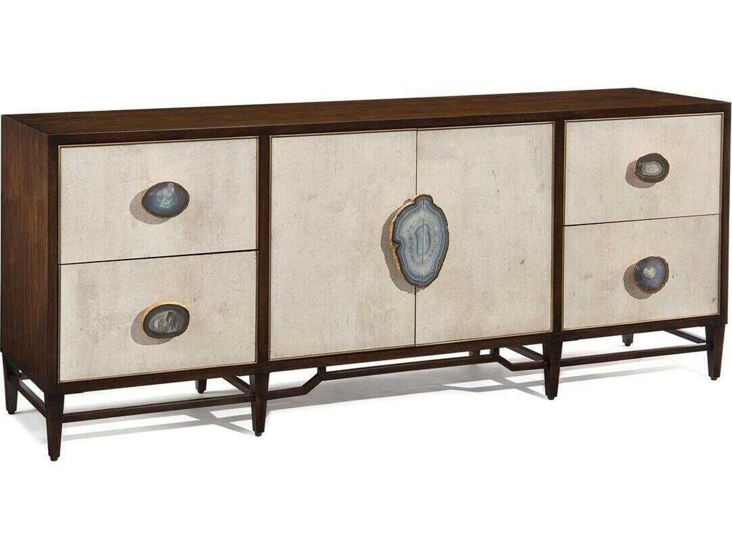 Mercia 4-Drawer 2-Door Credenza in American Black Walnut and Tiza Gesso