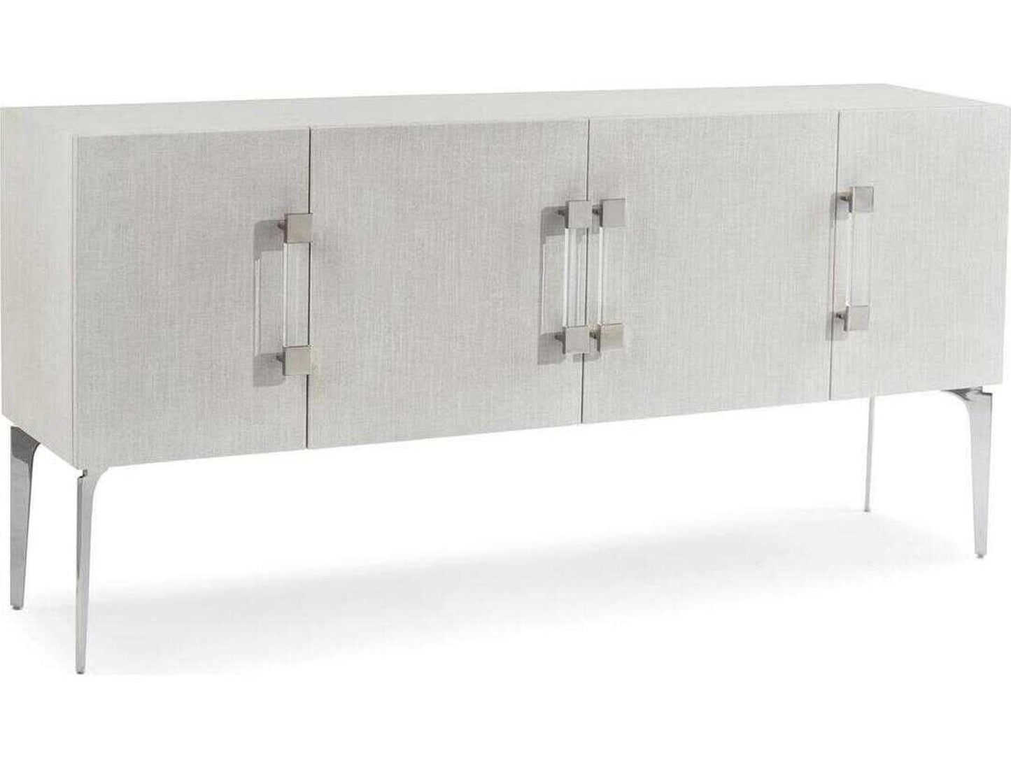 Martino 4-Door Sideboard in White Lacquer and Linen