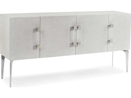 Martino 4-Door Sideboard in White Lacquer and Linen