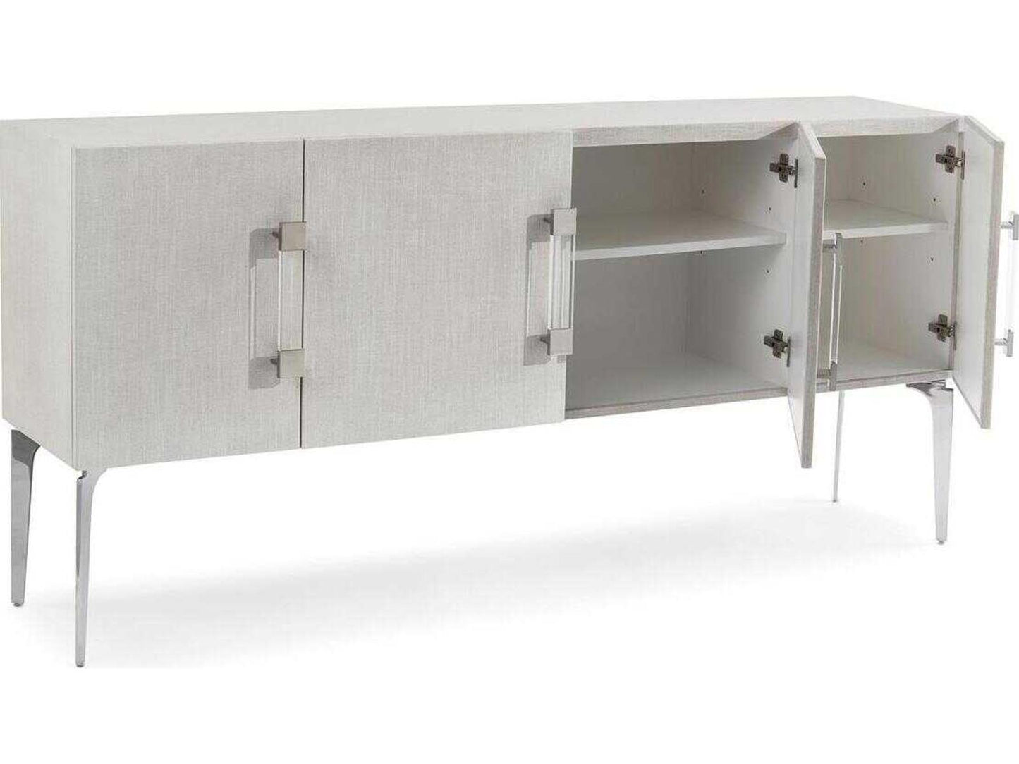 Martino 4-Door Sideboard in White Lacquer and Linen