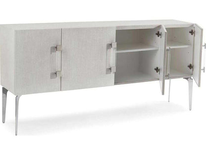 Martino 4-Door Sideboard in White Lacquer and Linen