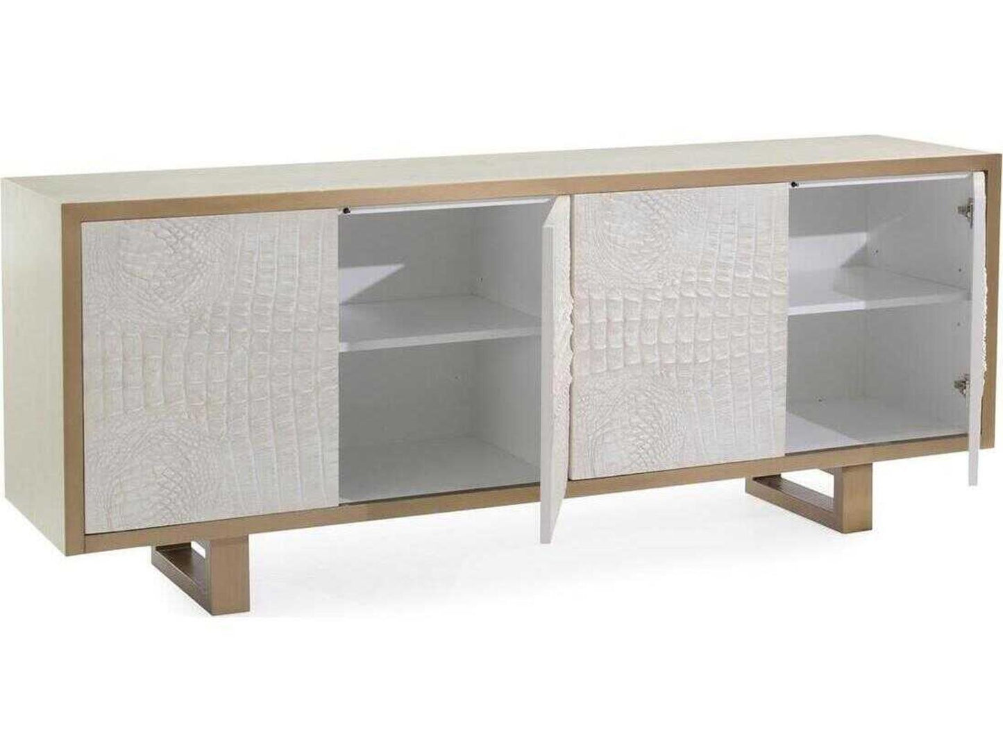 Kano Sideboard Book-Matched Faux Crocodile Pattern with Brushed Brass