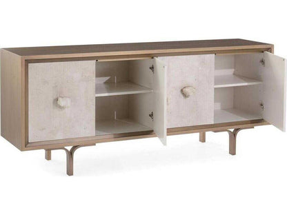 Mark McDowell Belgrave 84-Inch Tiza Gesso Sideboard with Crystal Handles