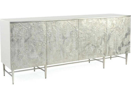 Gironde 84-Inch 4-Door Sideboard in White and Pewter Silver