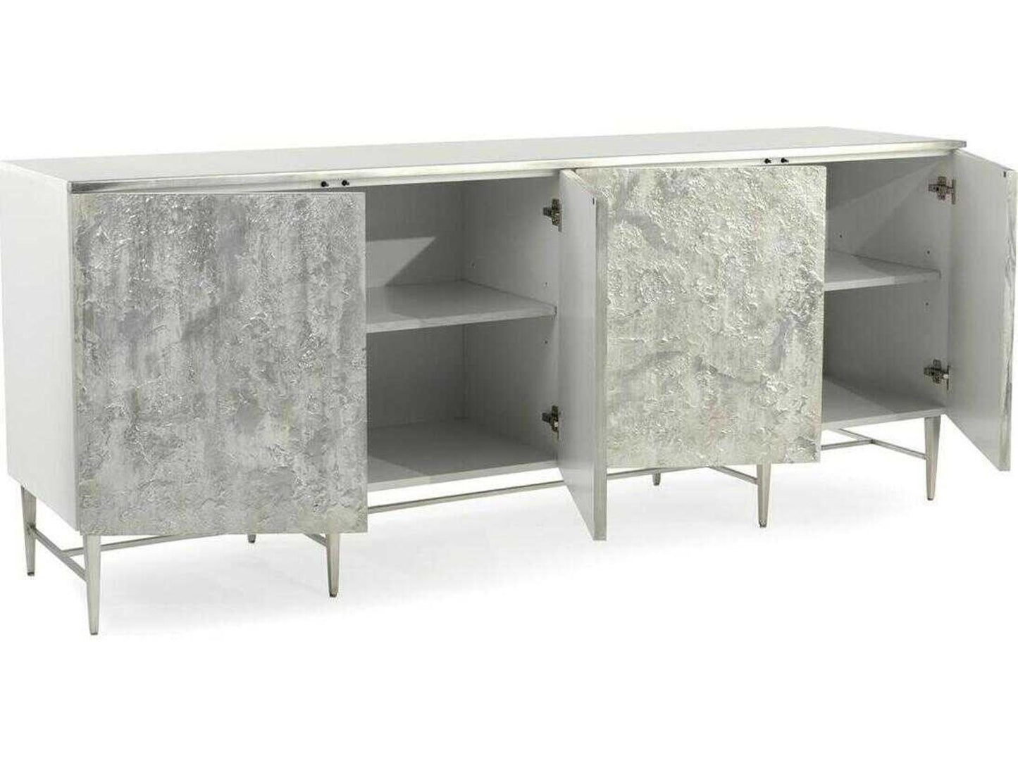 Gironde 84-Inch 4-Door Sideboard in White and Pewter Silver