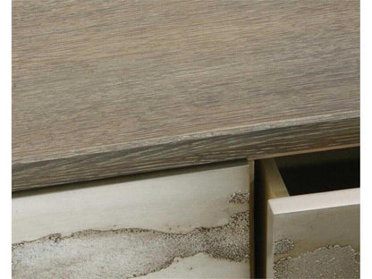 Audley American White Oak Sideboard with Truro Silver Leaf Front
