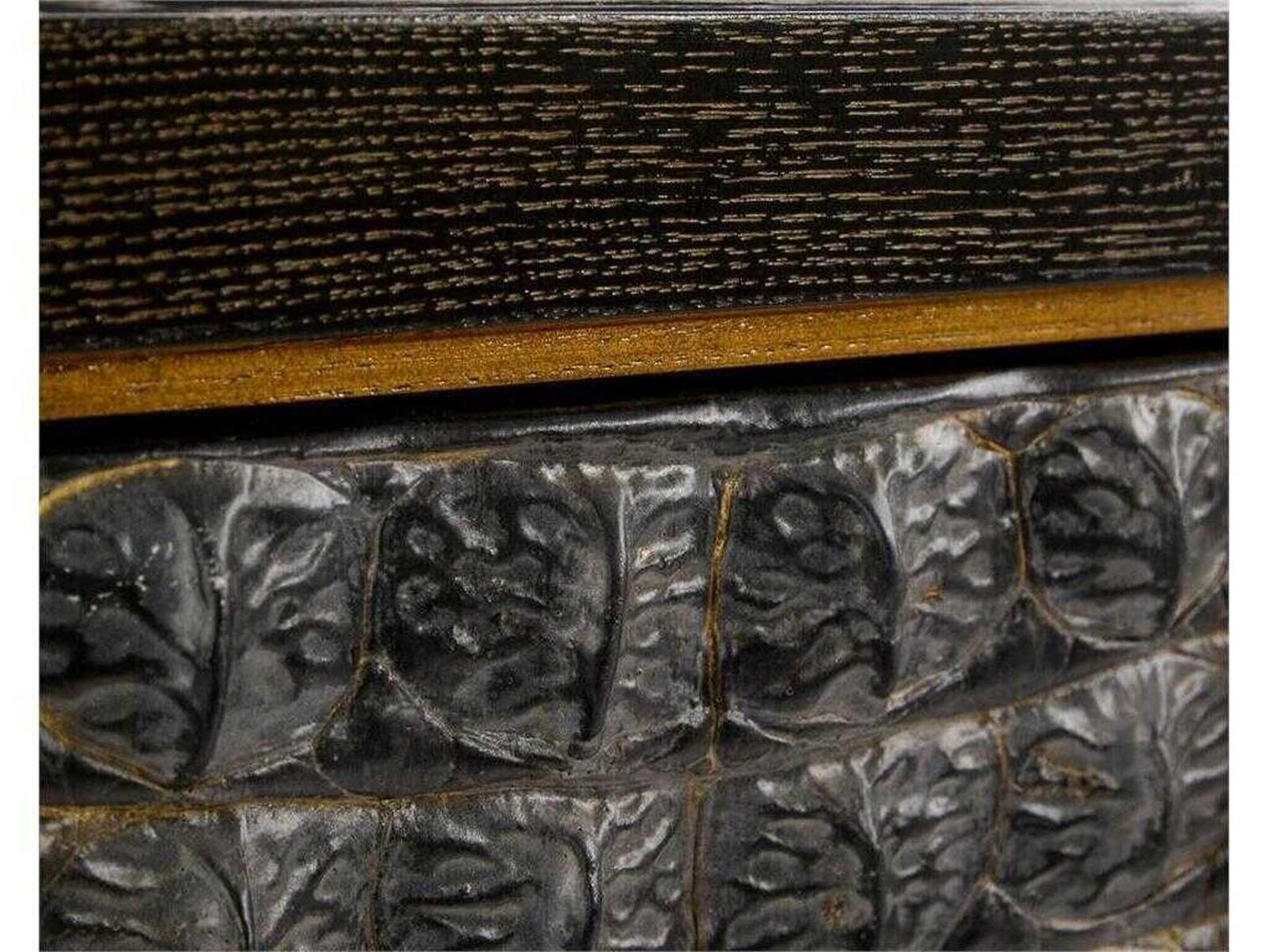 Greystoke 4-Door Sideboard in Gold Cerused Black and Faux Crocodile
