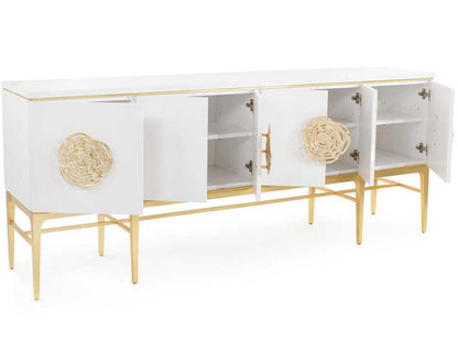 Mark McDowell Moder 84 Inch Ash Wood Sideboard in Beluga Gold