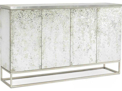 Aeolian Four-Door Cabinet with Mirrored Top and Steel Base