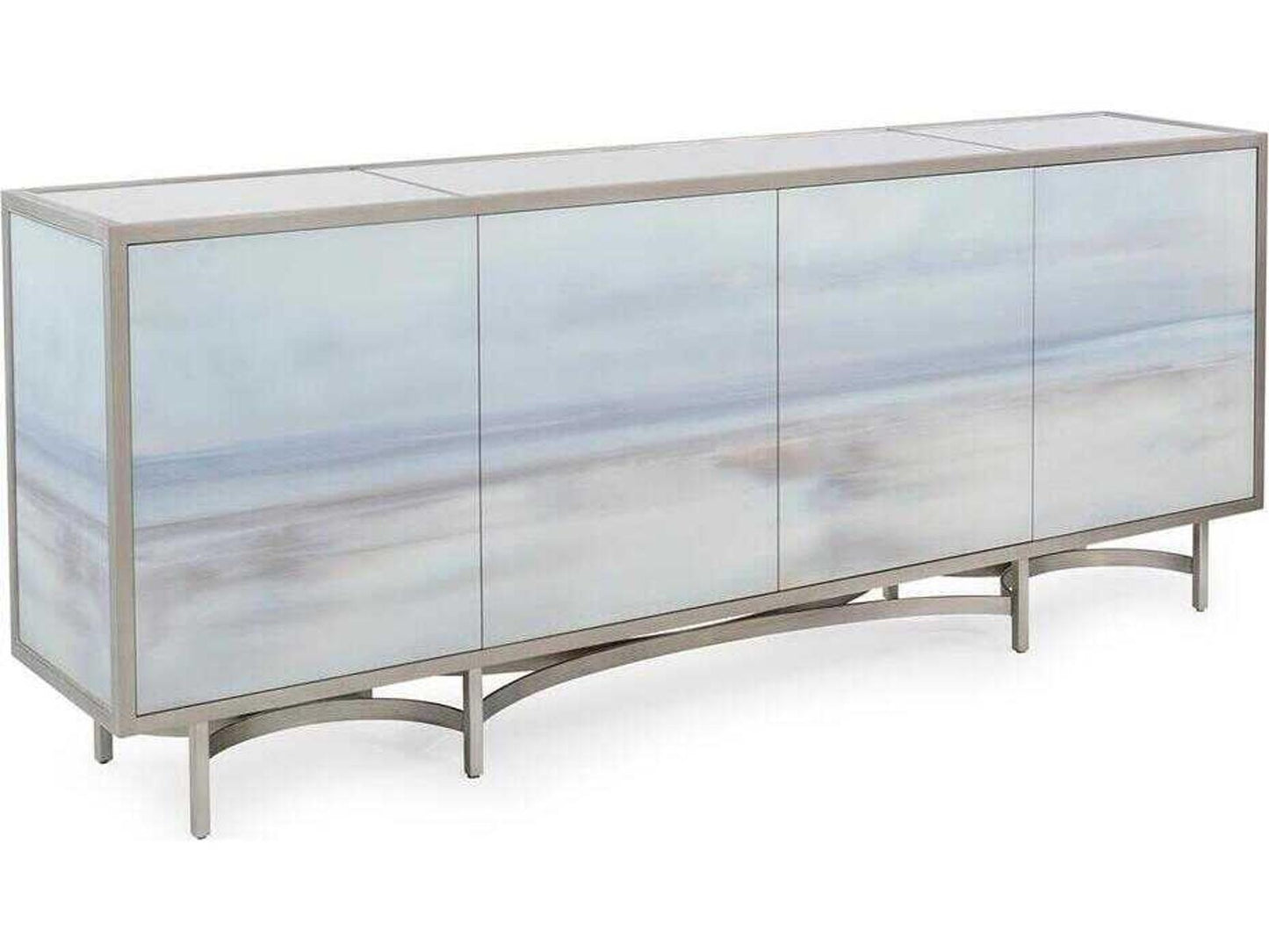 Simpatico 94 Inch 4-Door Sideboard with Carol Benson-Cobb Art Glass Fronts