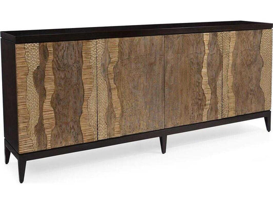 River's Edge 4-Door Sideboard in Espresso with Rose Silver Cerusing