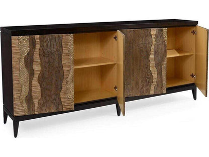River's Edge 4-Door Sideboard in Espresso with Rose Silver Cerusing