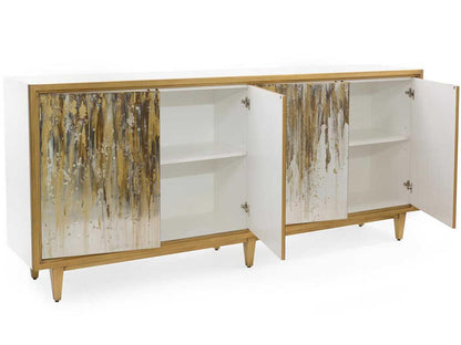 Ophelia 95-Inch Four-Door Sideboard in Beluga and Gold Coast Finish