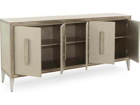 Mark McDowell Cefalu 5-Door Credenza in Burnished Pewter and Champagne