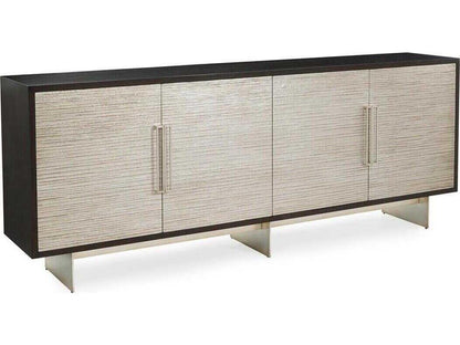 Saro 4-Door Credenza Sideboard in Espresso Celtis and Antique Silver