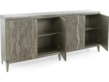 River's Edge Credenza Sideboard 95-Inch Beech Wood with Silver Cerused Finish