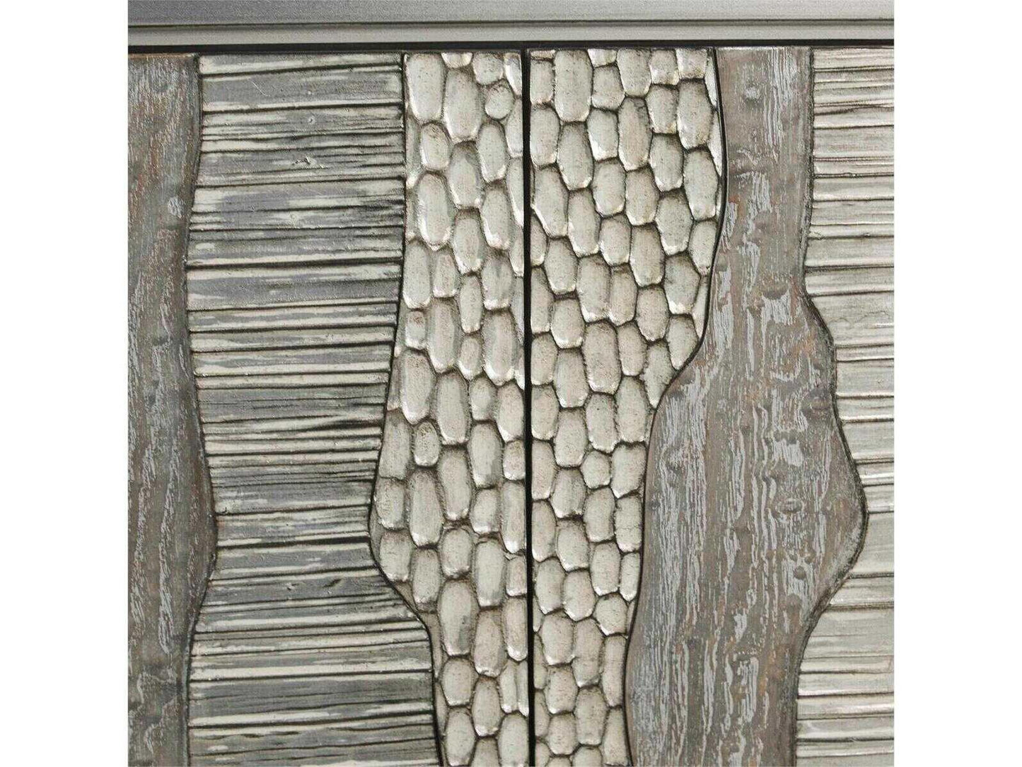 River's Edge Credenza Sideboard 95-Inch Beech Wood with Silver Cerused Finish