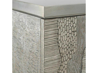River's Edge Credenza Sideboard 95-Inch Beech Wood with Silver Cerused Finish