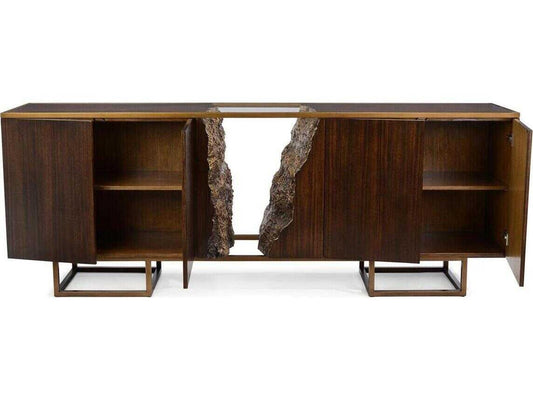 Terra Four-Door Credenza Sideboard in Smokey Paldao and Cheddar Gold