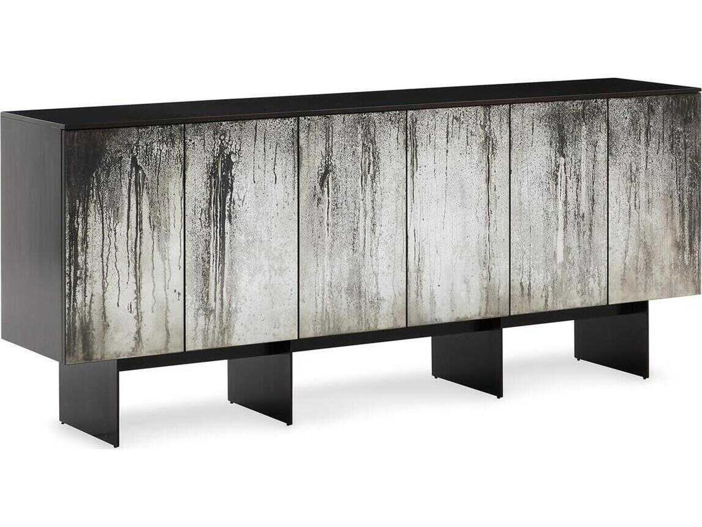 Rainfall 6-Door Sideboard Espresso Wood with Sculpture Bronze Legs