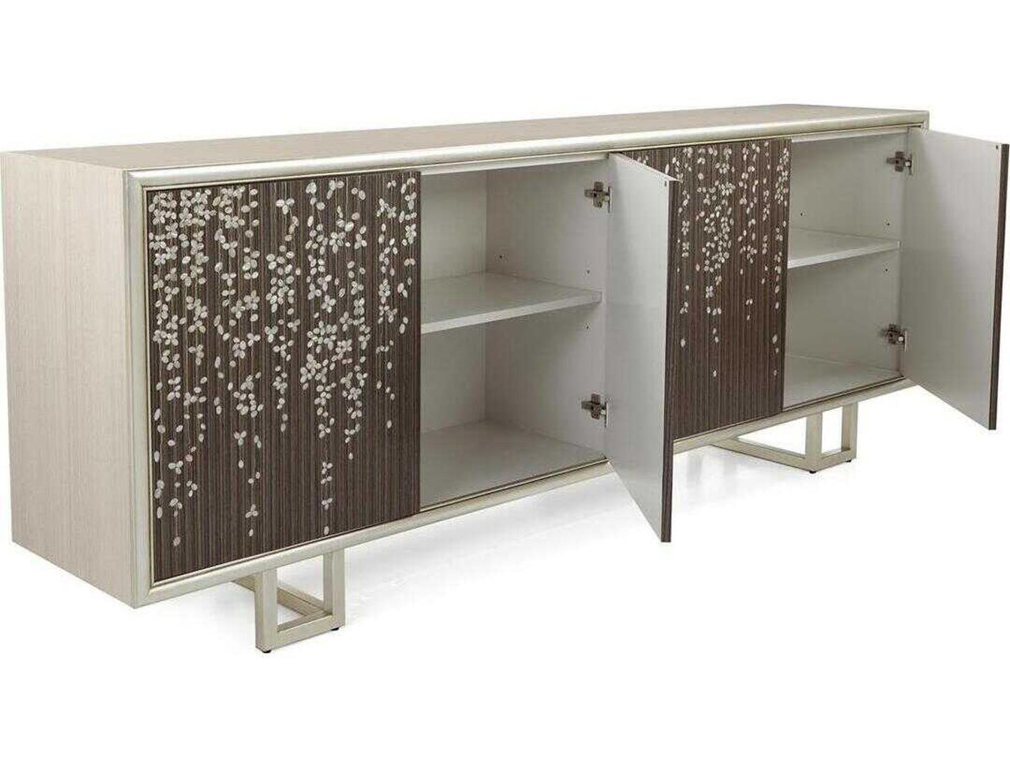 Wisteria 94 Inch Beech Wood Sideboard with Mother of Pearl Inlay