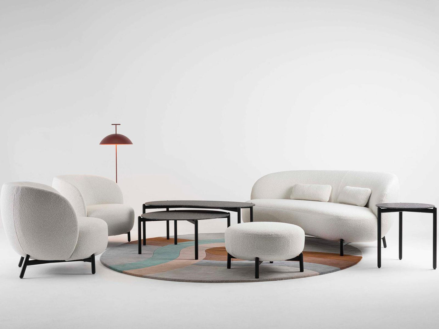 Lunam White Fabric Accent Armchair by Patricia Urquiola