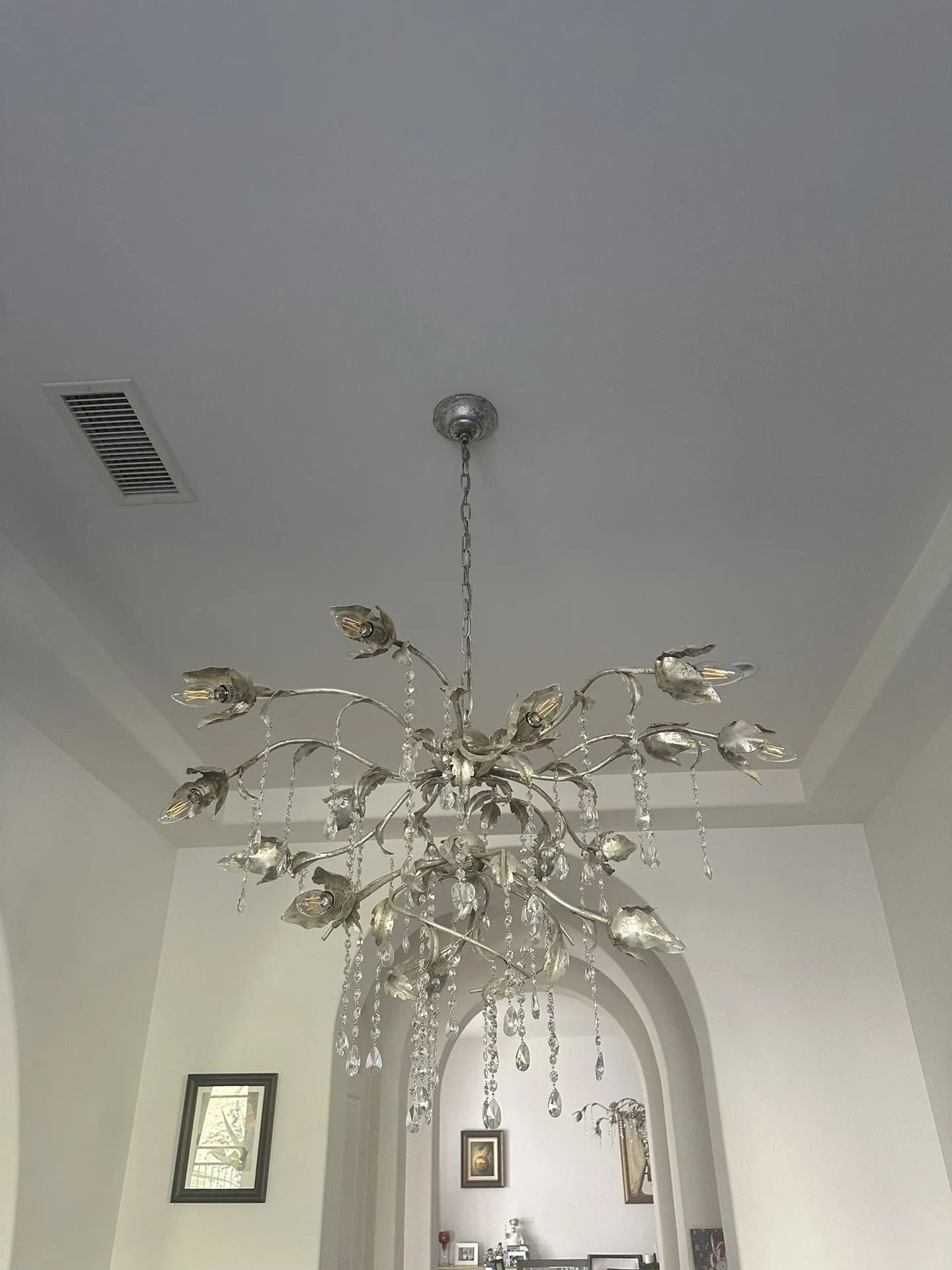 Kalira Crystal Round Chandelier  40" D- Silver