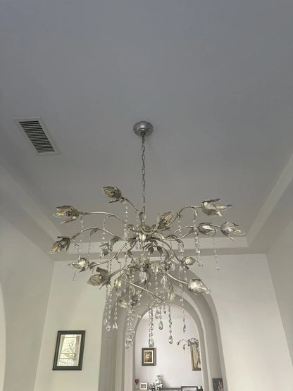 Kalira Crystal Round Chandelier  40" D- Silver