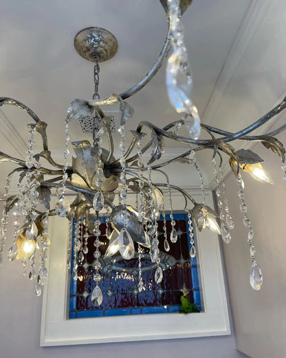 Kalira Crystal Round Chandelier  40" D- Silver