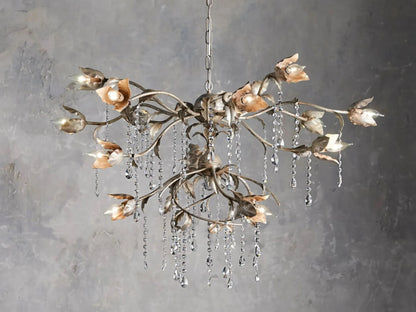 Kalira Crystal Round Chandelier  40" D- Silver