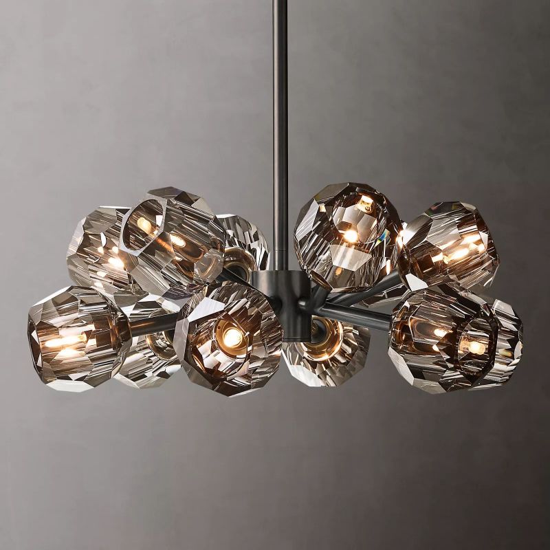 Crepura Smoke Glass Round Chandelier 24"