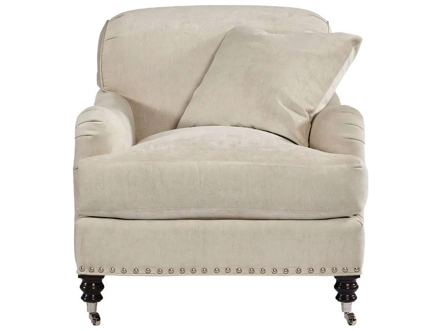 Albert Upholstered Accent Chair with Nailhead Trim and Casters
