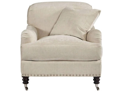 Albert Upholstered Accent Chair with Nailhead Trim and Casters