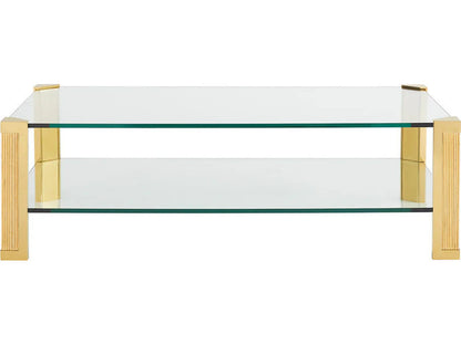 Heath Rectangular Coffee Table in Brass with Tempered Glass