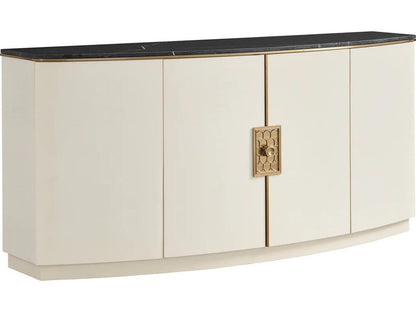Paulina Server in Ivory Faux Vellum and Black Nero Marquina