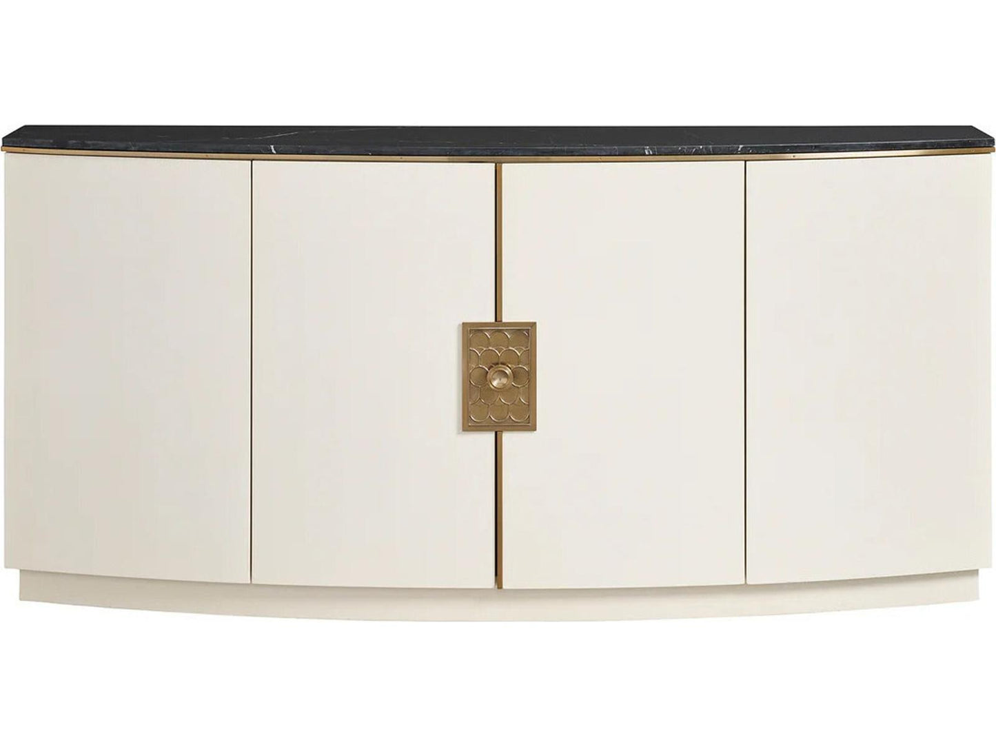 Paulina Server in Ivory Faux Vellum and Black Nero Marquina