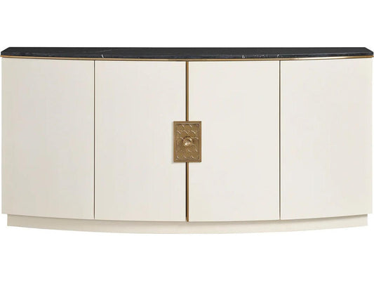Paulina Server in Ivory Faux Vellum and Black Nero Marquina