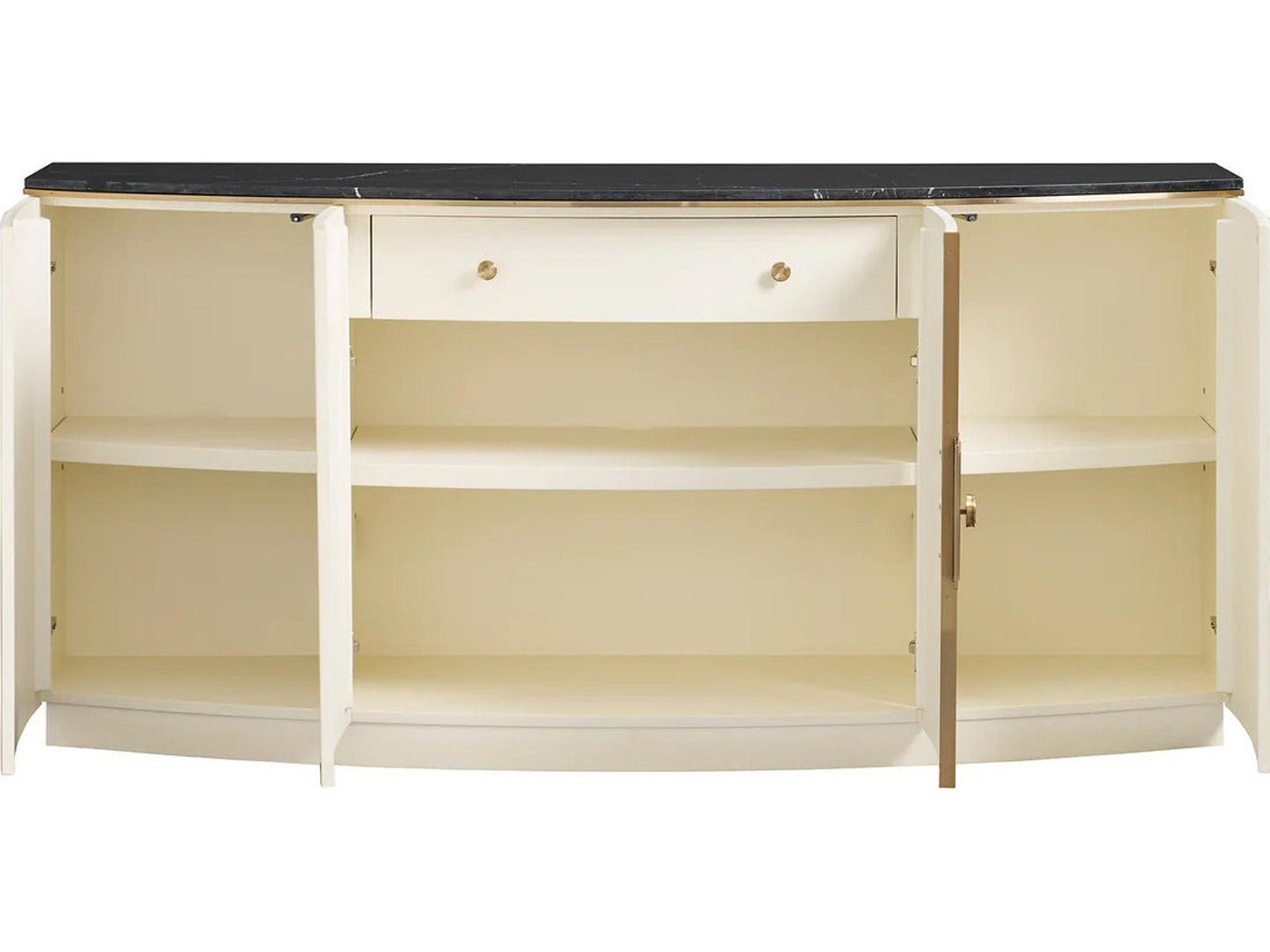 Paulina Server in Ivory Faux Vellum and Black Nero Marquina