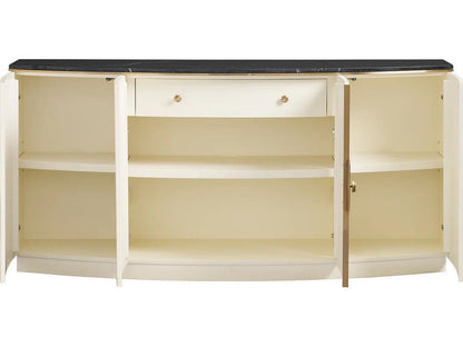 Paulina Server in Ivory Faux Vellum and Black Nero Marquina