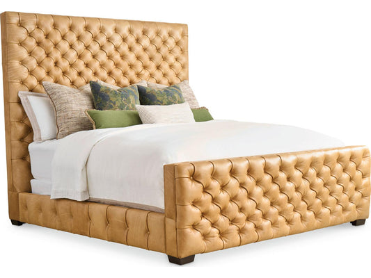 Braxton Upholstered Leather Queen Bed with Tufted Headboard