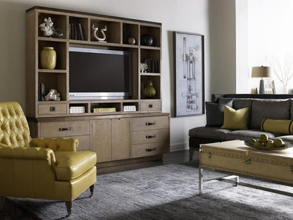 for Hickory White Blazer Leather Accent Chair with Tufted Arms and Casters