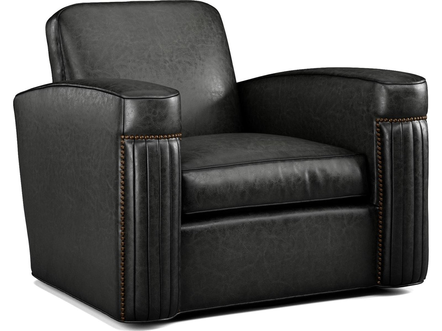 Jacques Leather Swivel Accent Chair in Bark