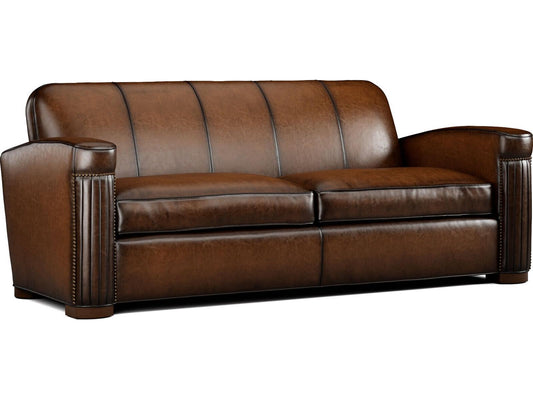 Jacques Leather Sofa with Nailhead Trim