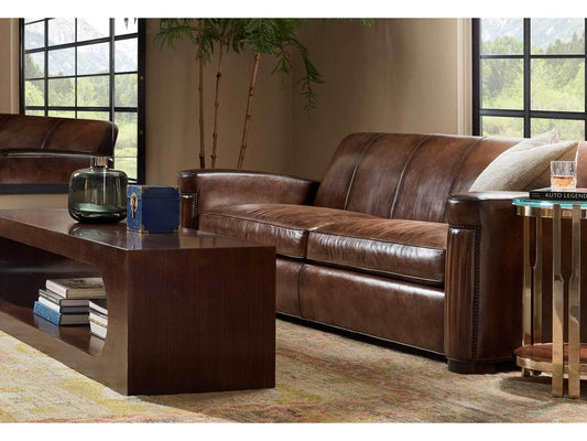 Jacques Leather Sofa with Nailhead Trim